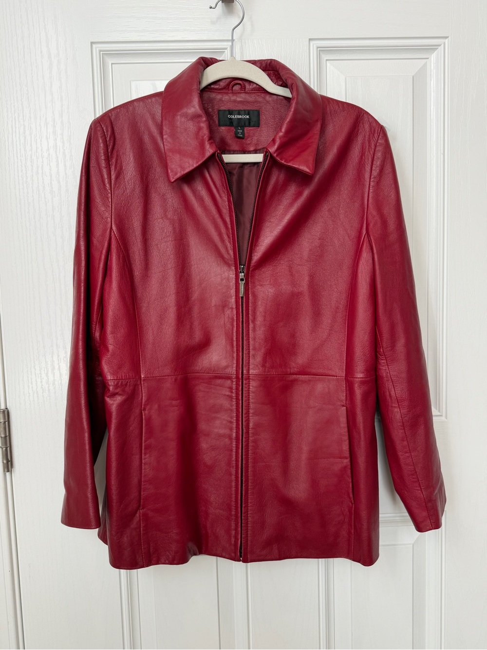 True Vintage Cherry Red Leather Zip-Front Jacket